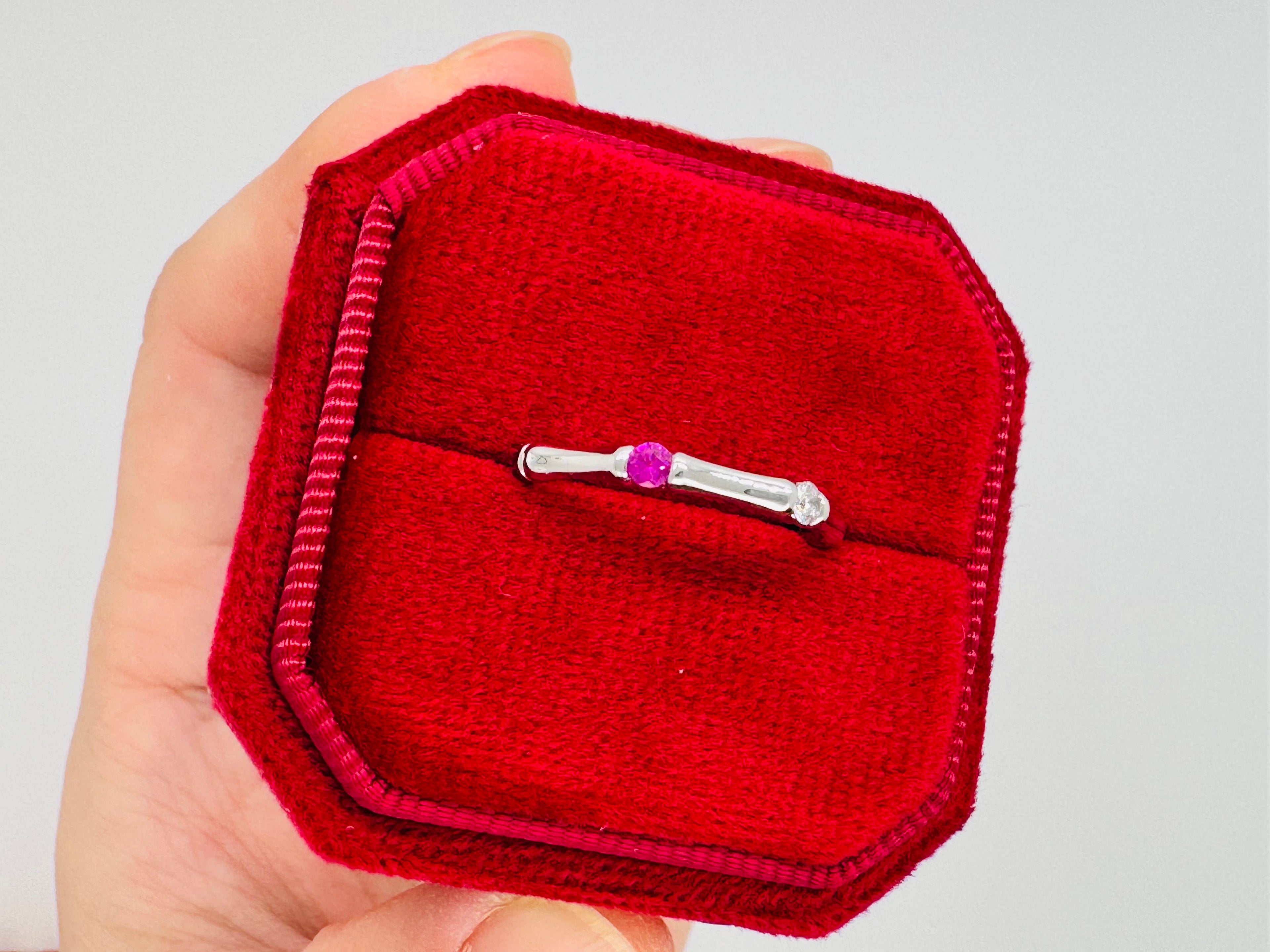 Platinum Birthstone & Diamond Ring