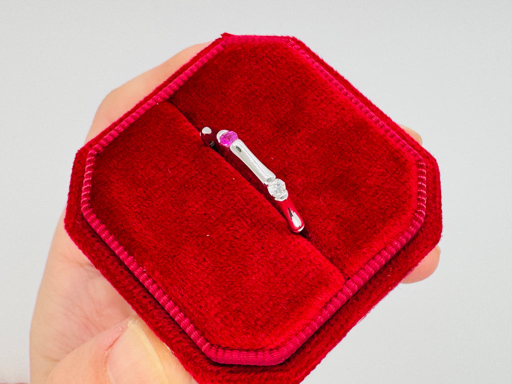 Platinum Birthstone & Diamond Ring