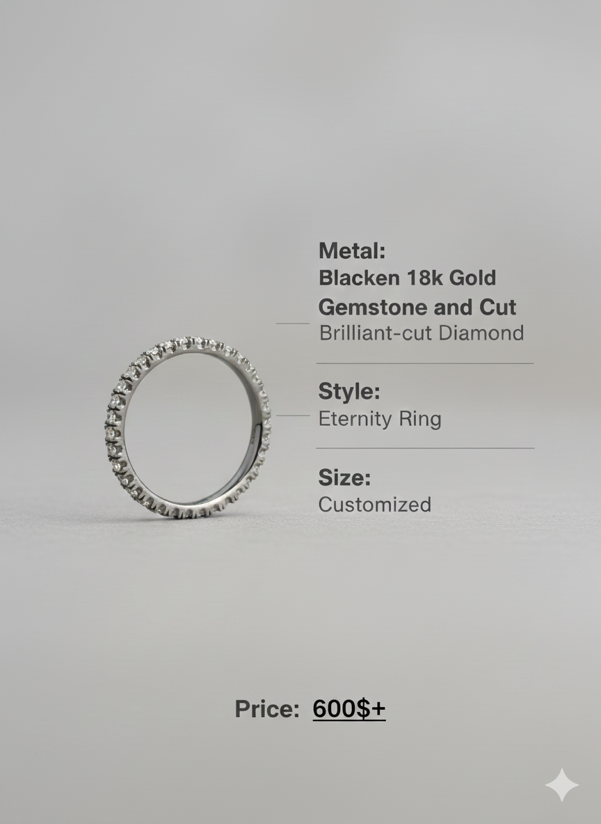 14k Blackened Gold Eternity Ring