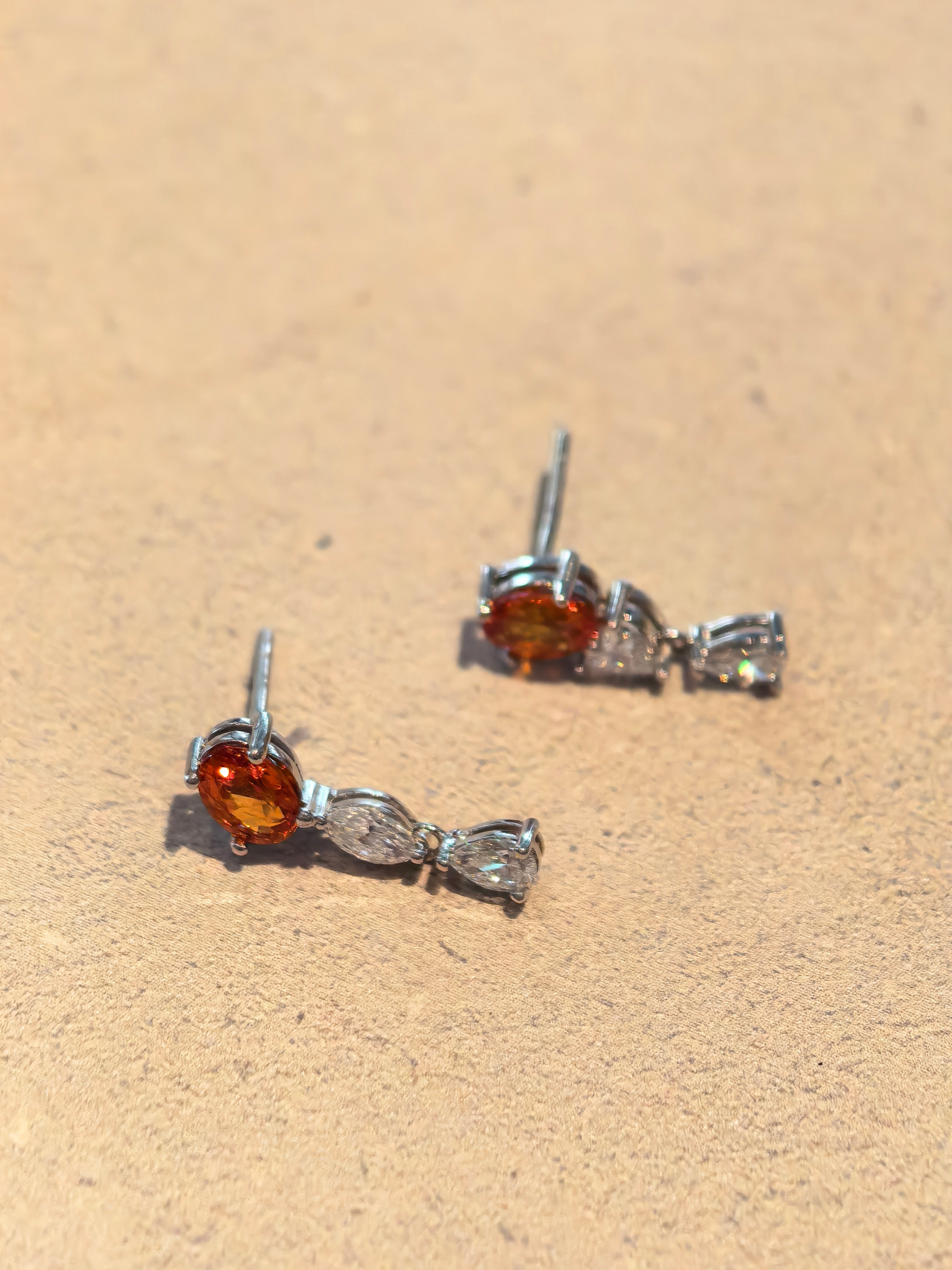 Spessartine& Diamond Drop Earring