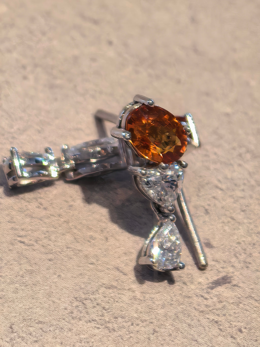 Spessartine& Diamond Drop Earring