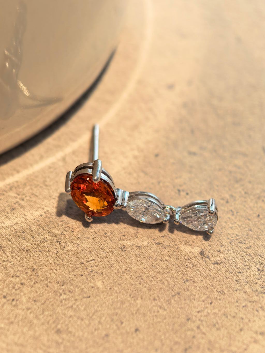Spessartine& Diamond Drop Earring