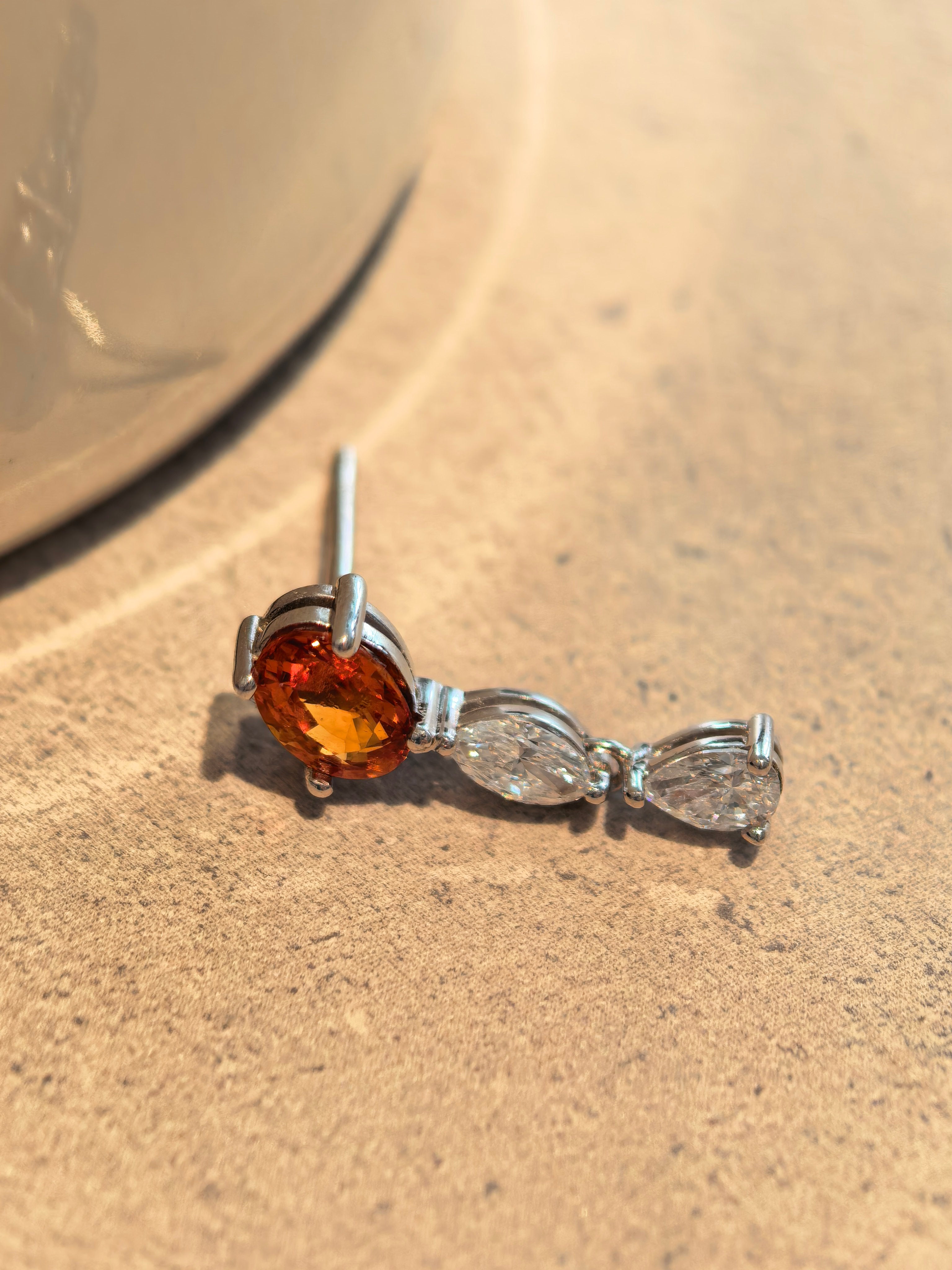 Spessartine& Diamond Drop Earring