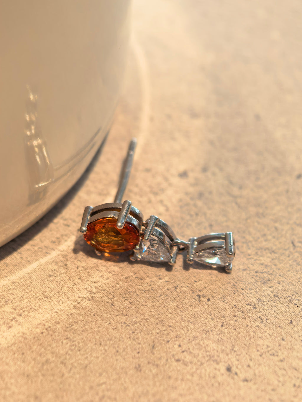 Spessartine& Diamond Drop Earring