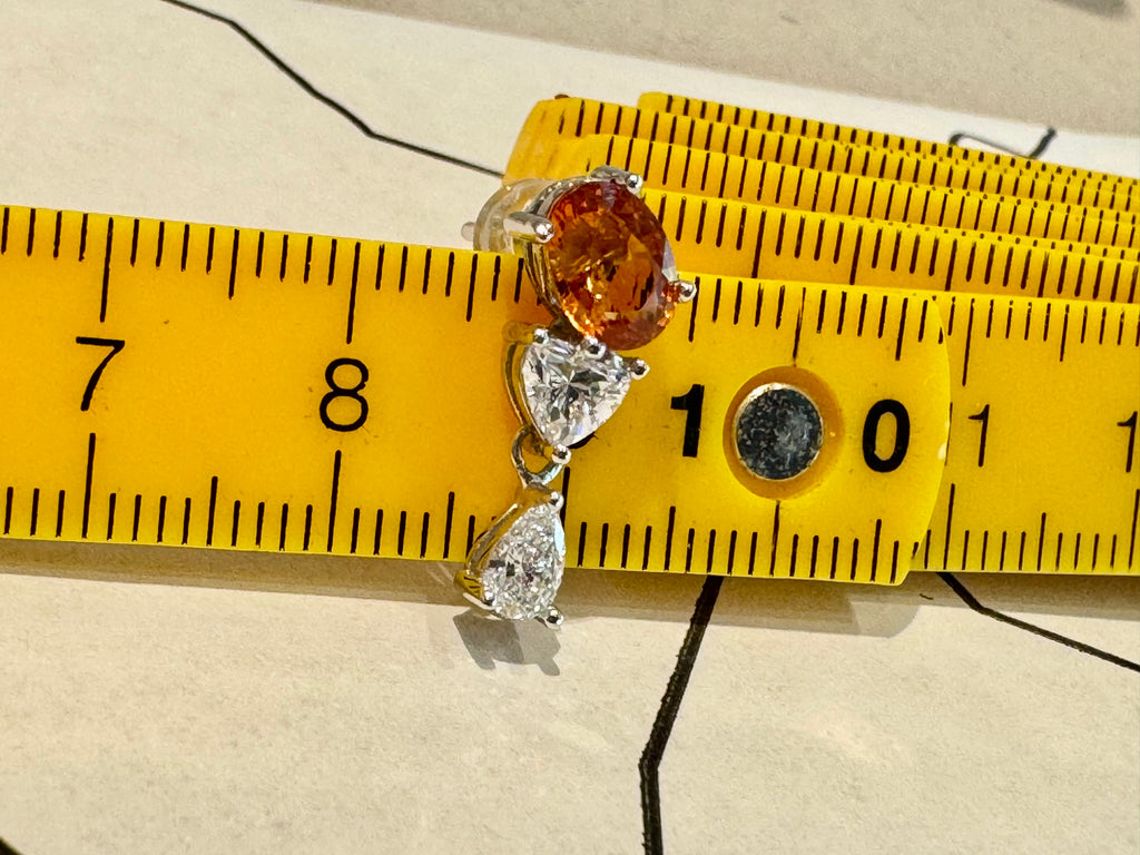Spessartine& Diamond Drop Earring