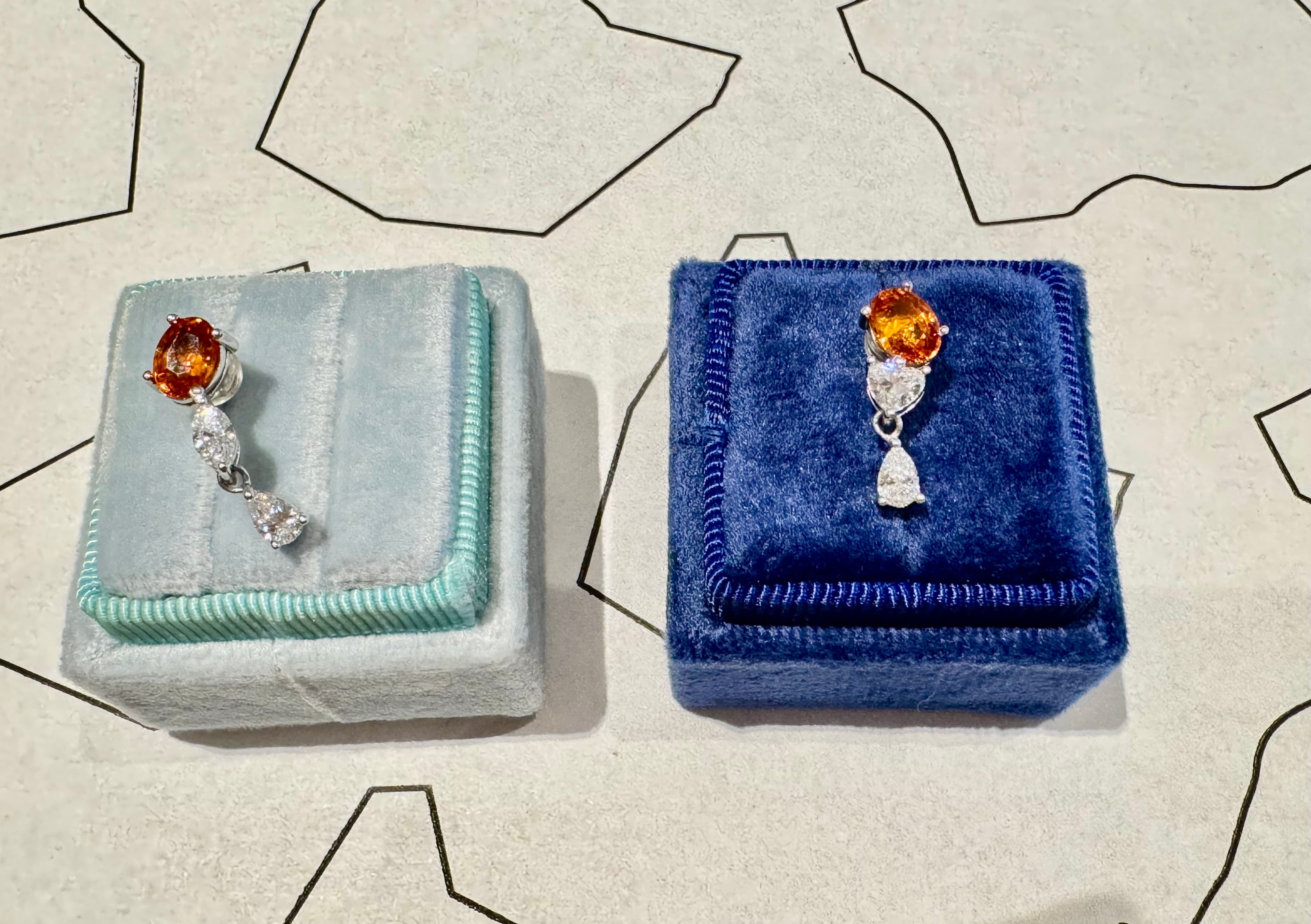 Spessartine& Diamond Drop Earring