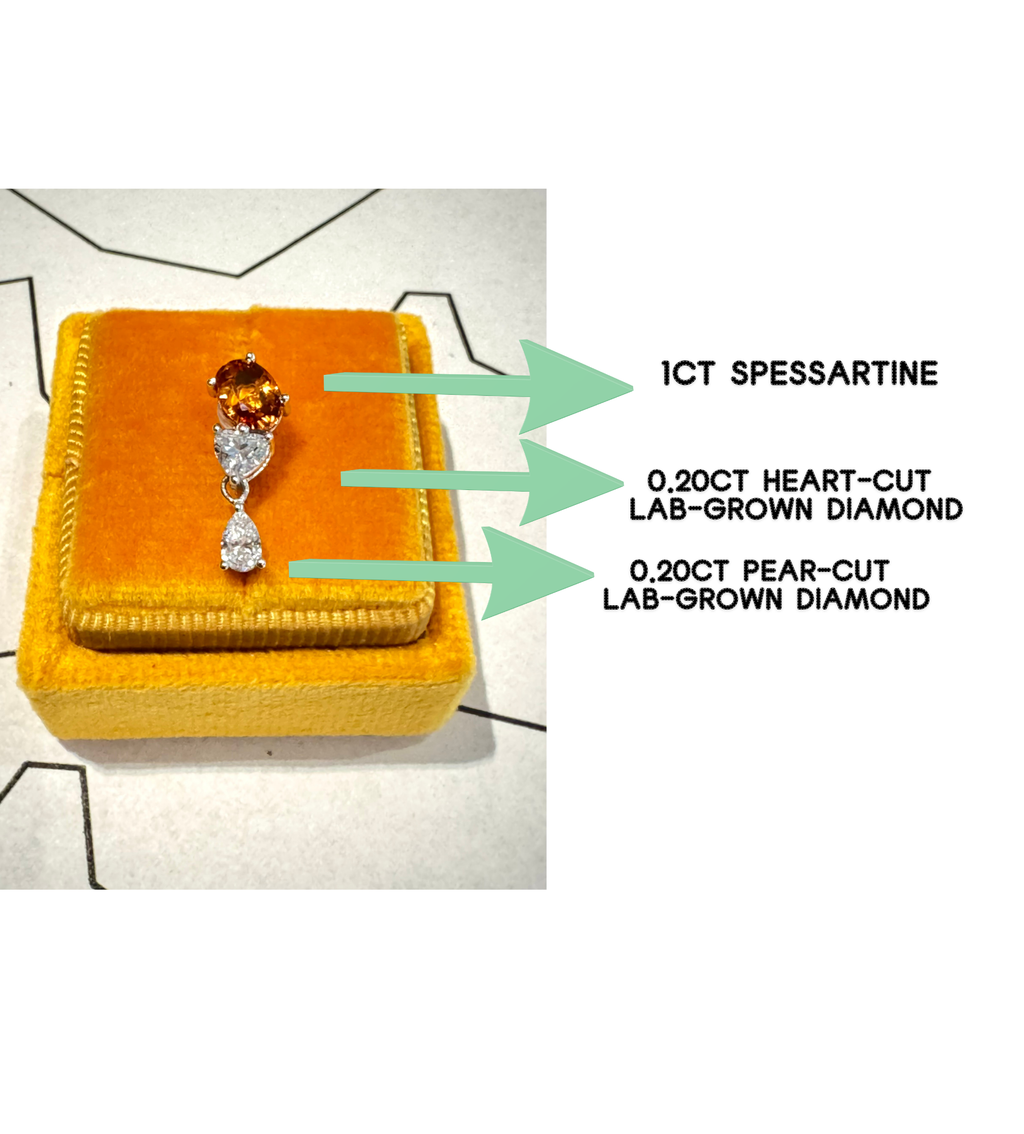 Spessartine& Diamond Drop Earring