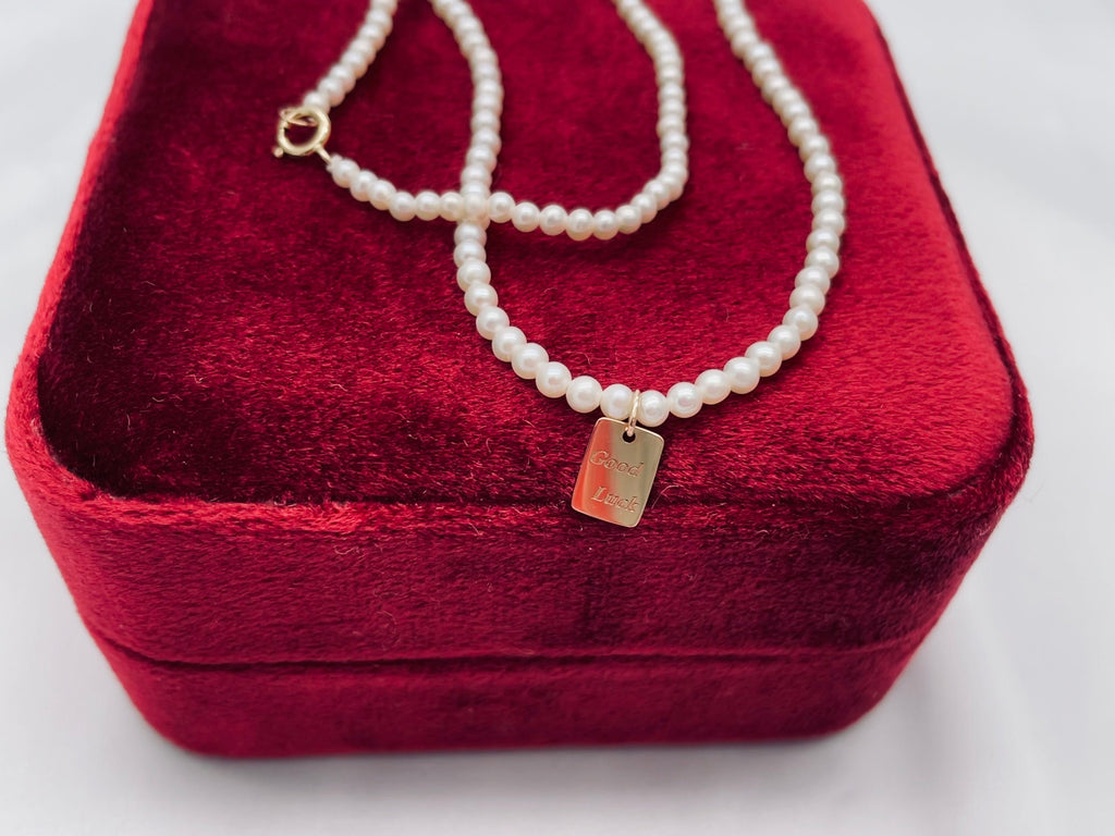 Custom Gold Initial Pendant & Pearl Choker