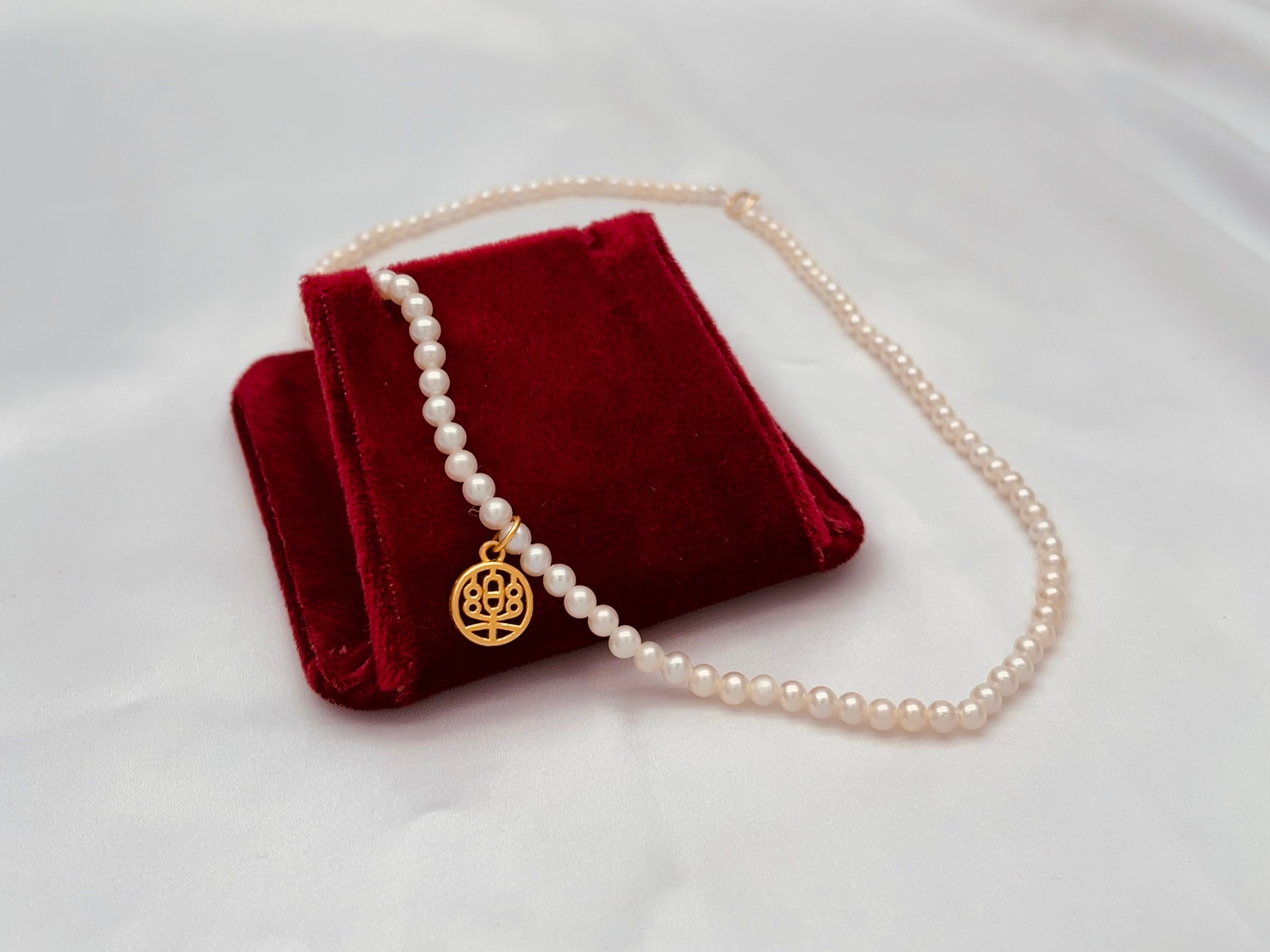 Custom Gold Initial Pendant & Pearl Choker