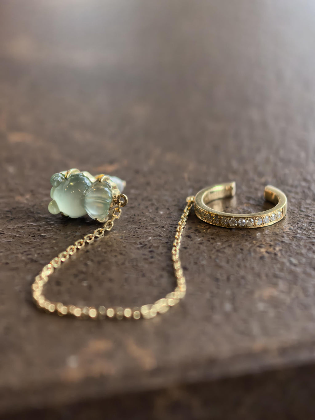 Jadeite & Diamond Ear Cuff