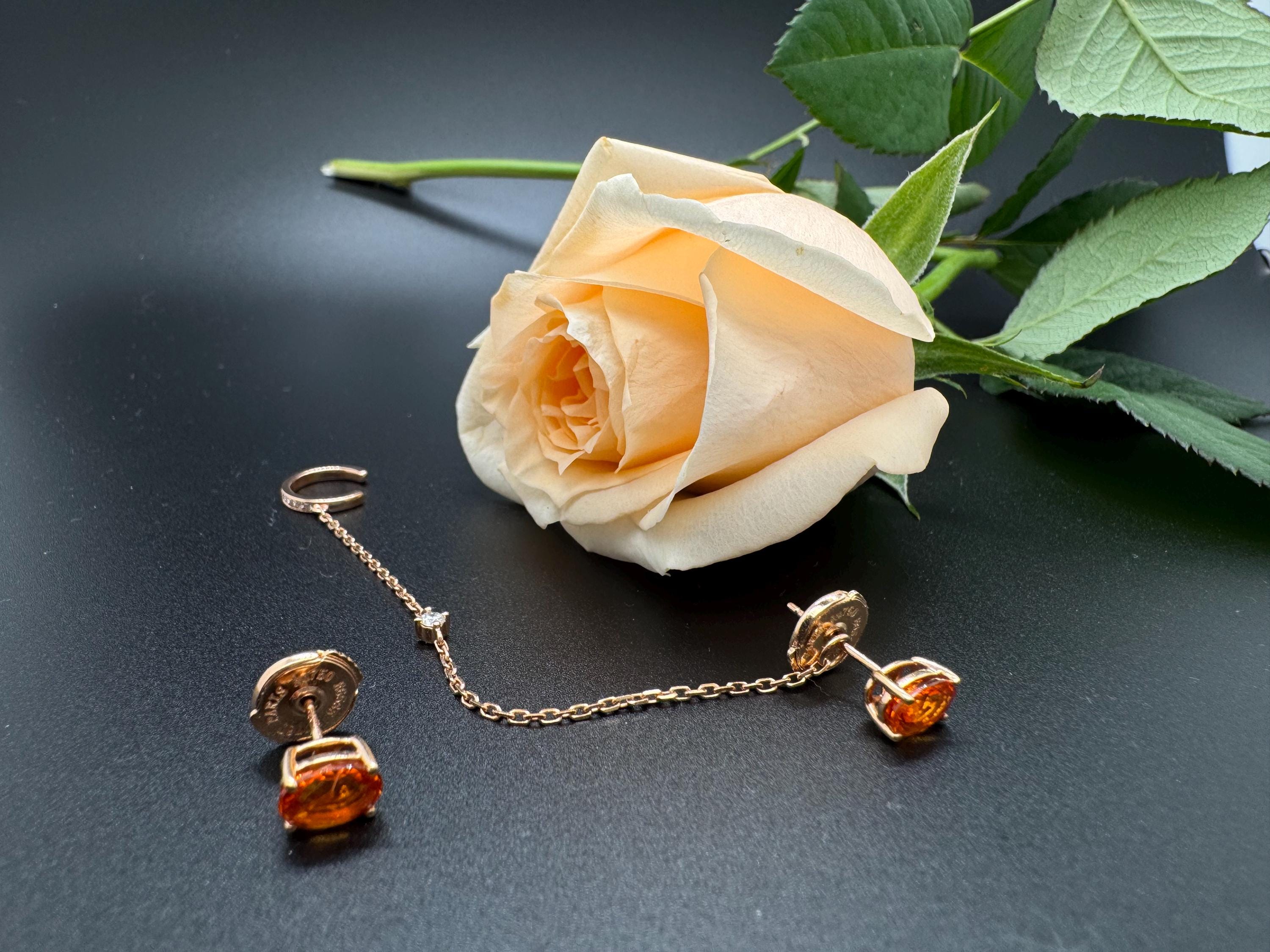 18k Gold Fanta Garnet Stud Earrings