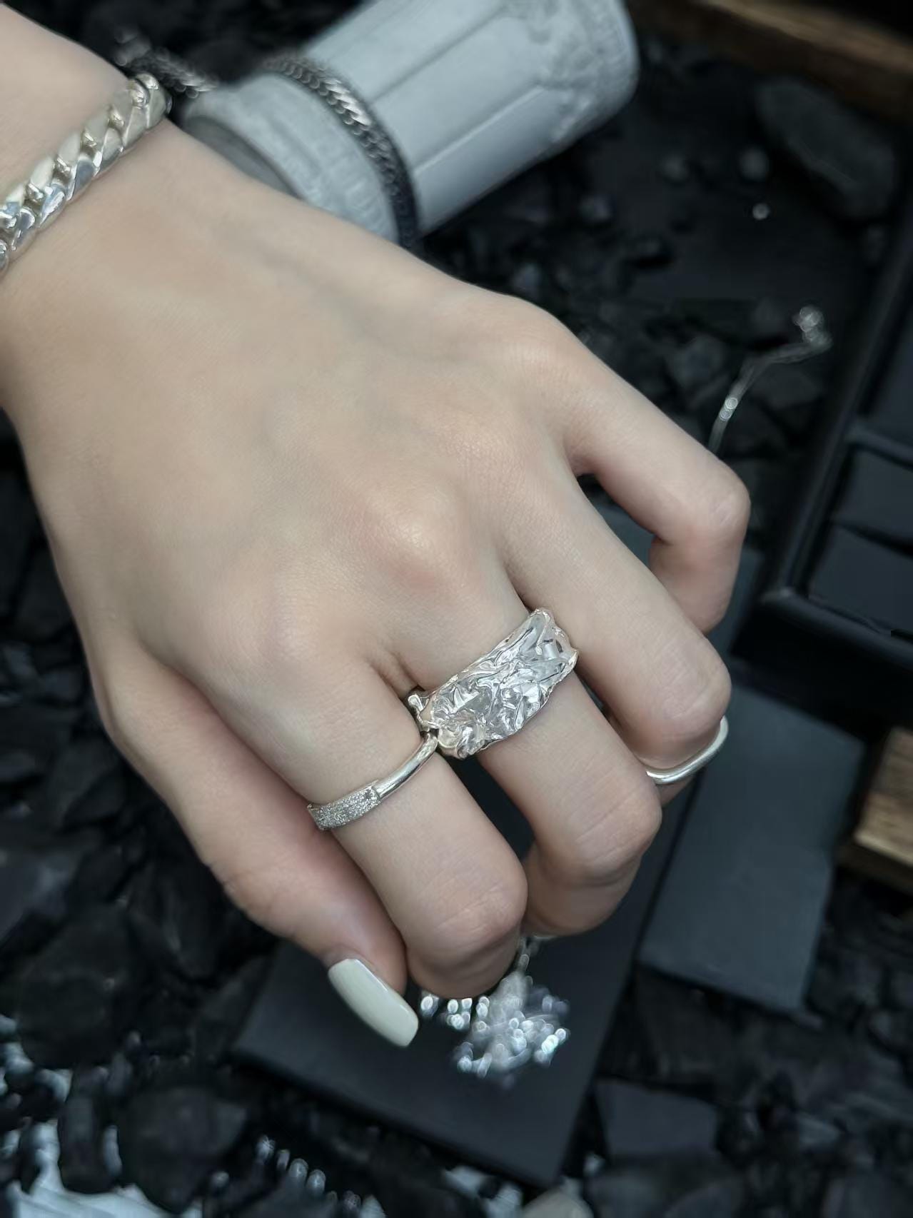 Texture Wide Band Ring