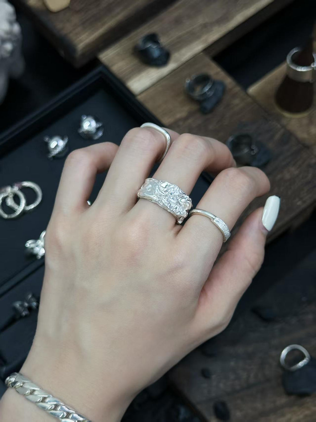 Texture Wide Band Ring