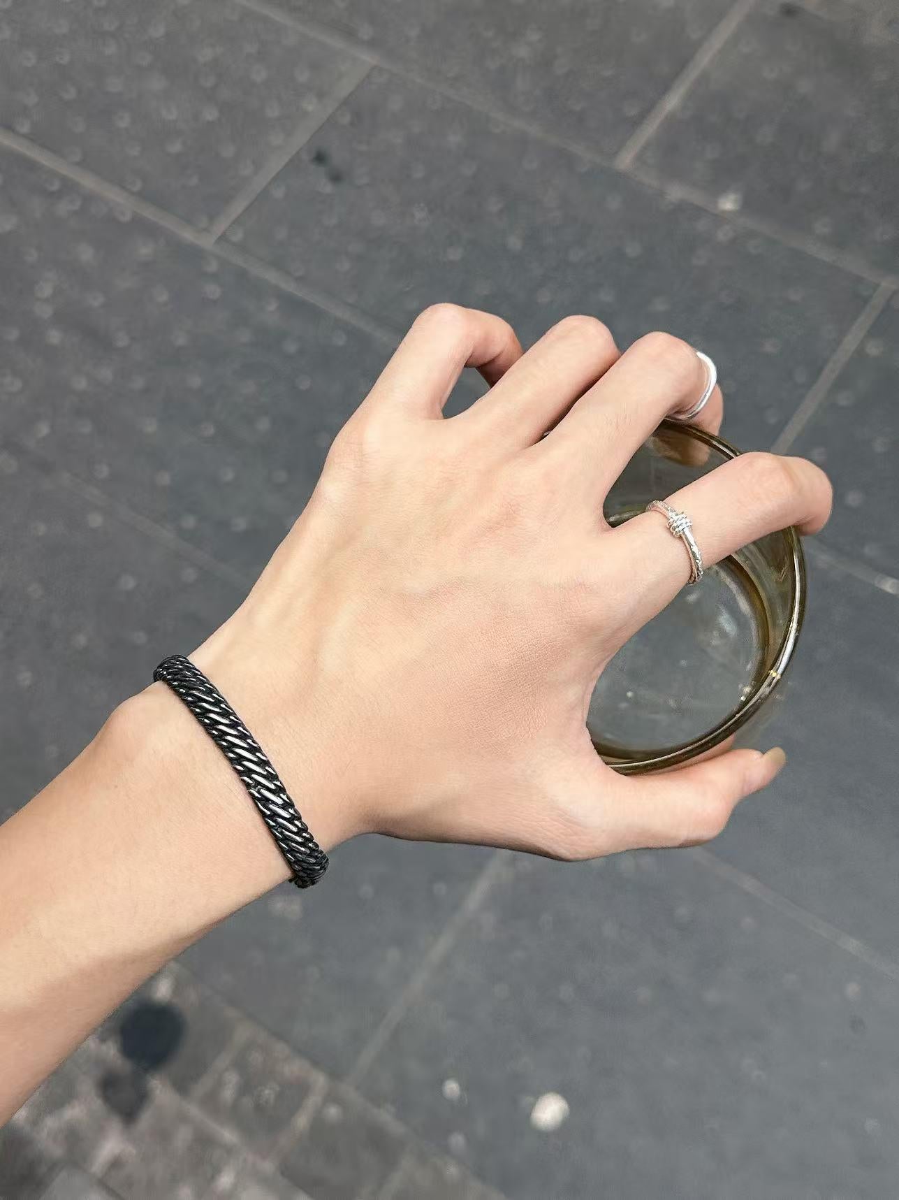 Blackened 925 Silver Triple Braid Chain