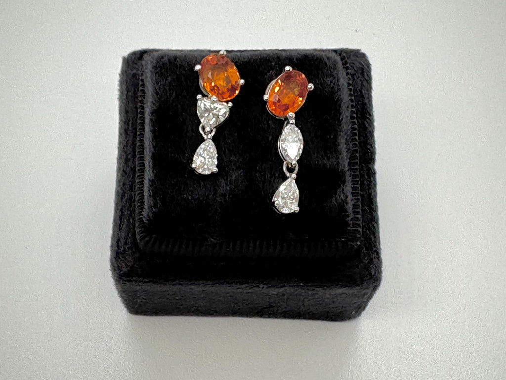 Spessartine& Diamond Drop Earring