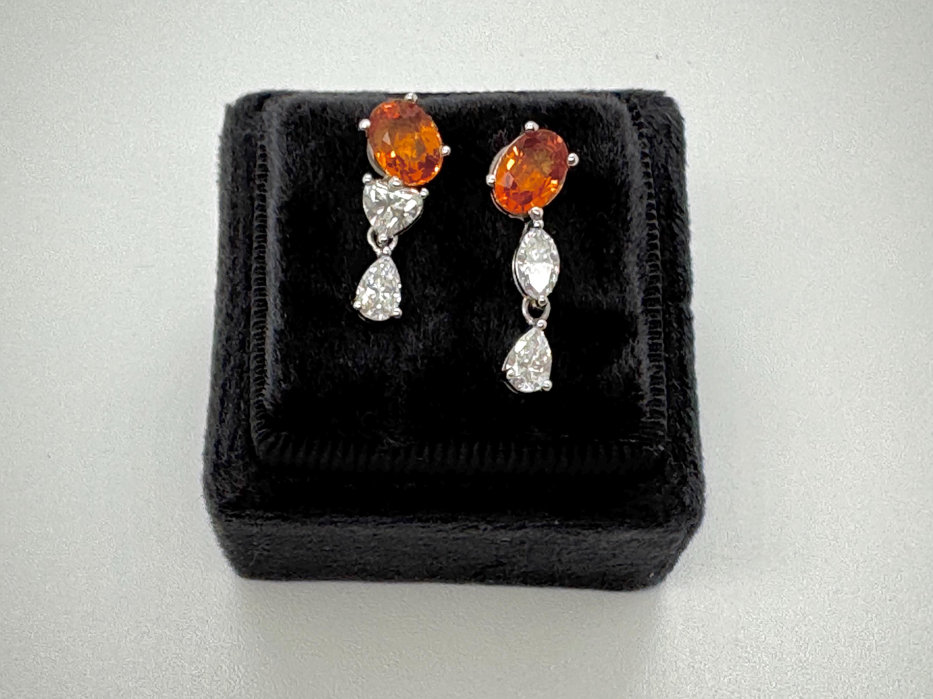 Spessartine& Diamond Drop Earring