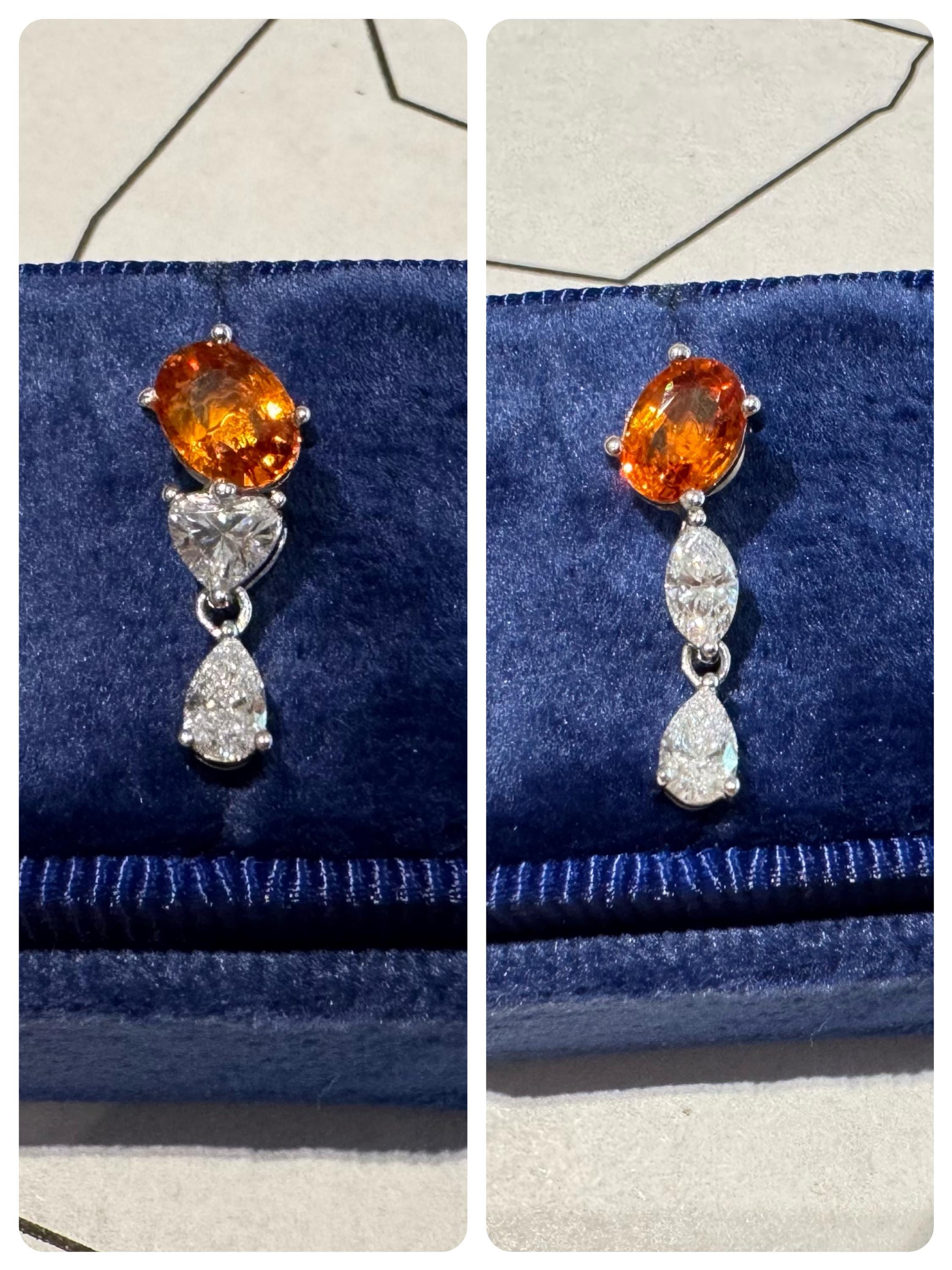 Spessartine& Diamond Drop Earring