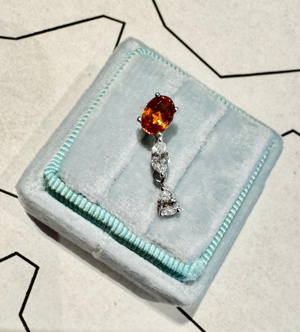 Spessartine& Diamond Drop Earring
