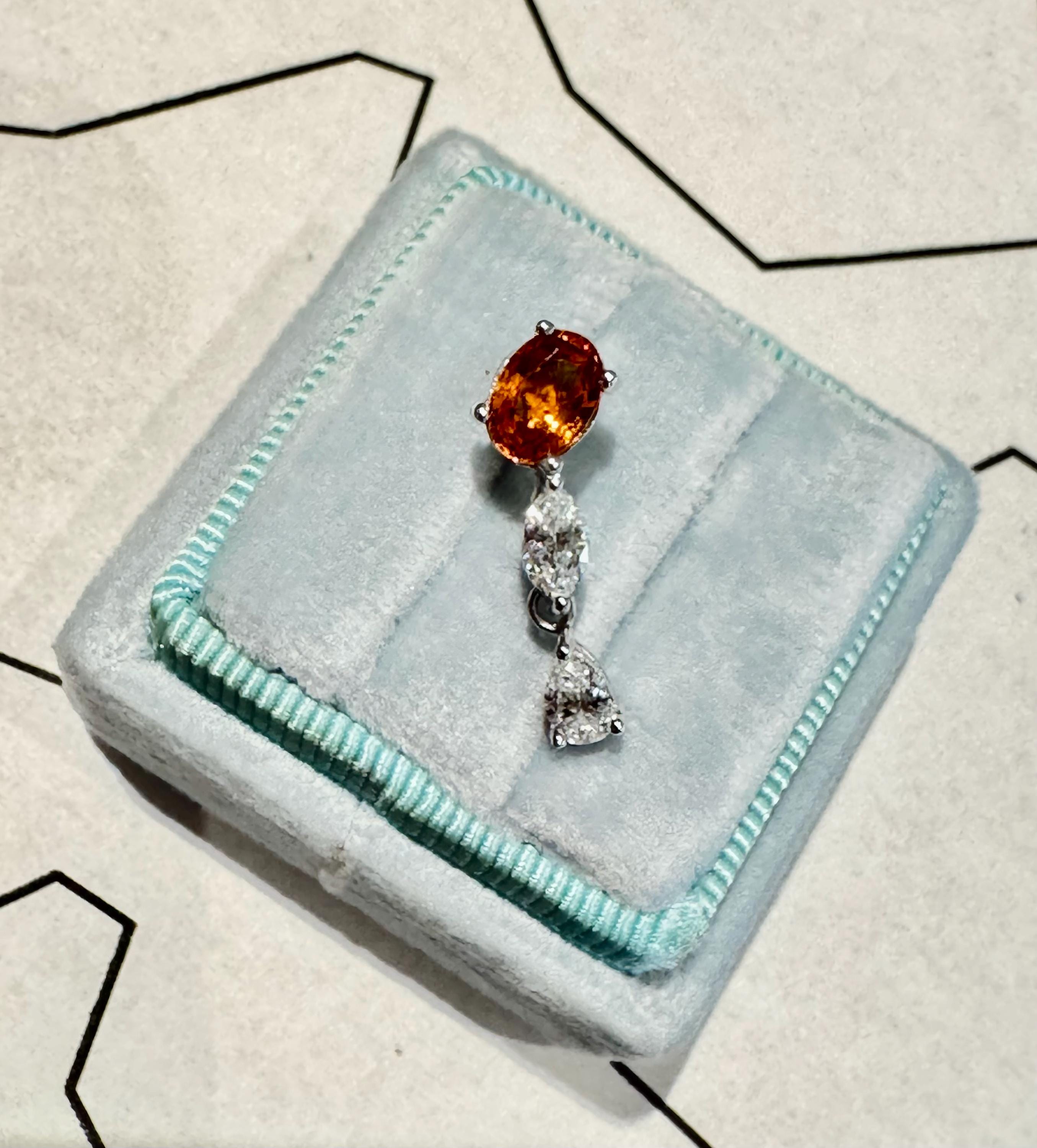 Spessartine& Diamond Drop Earring