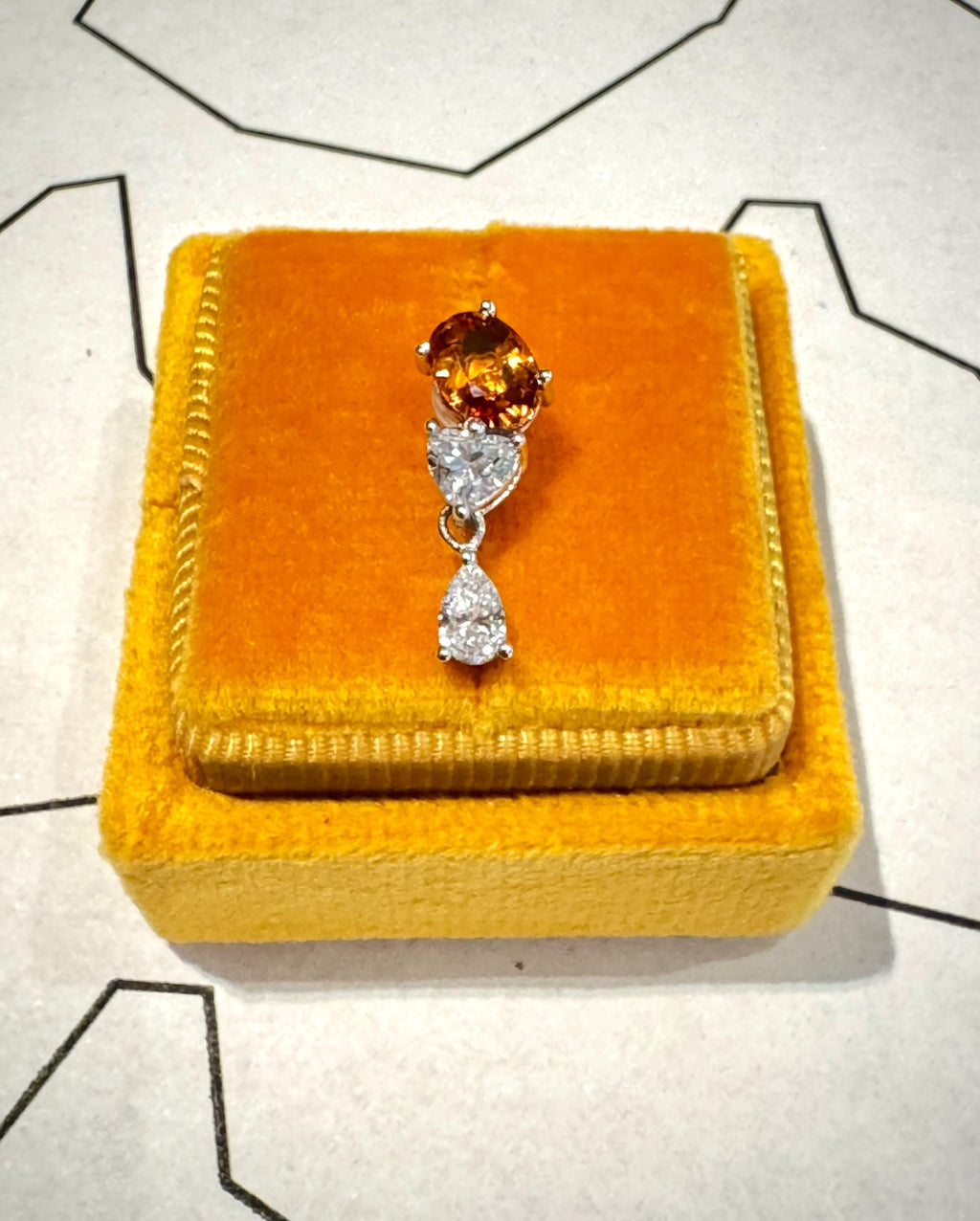 Spessartine& Diamond Drop Earring