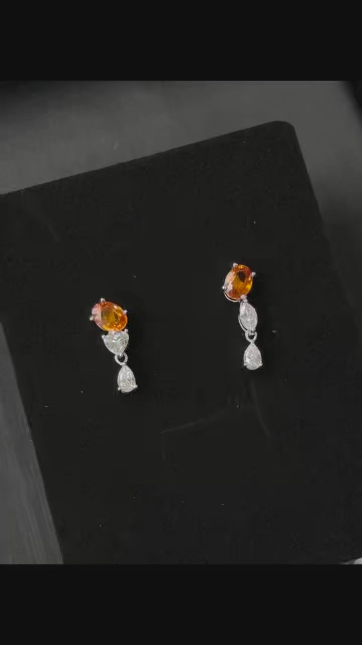 Spessartine& Diamond Drop Earring