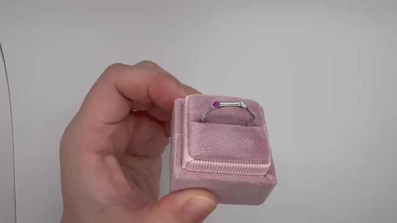 Platinum Birthstone & Diamond Ring